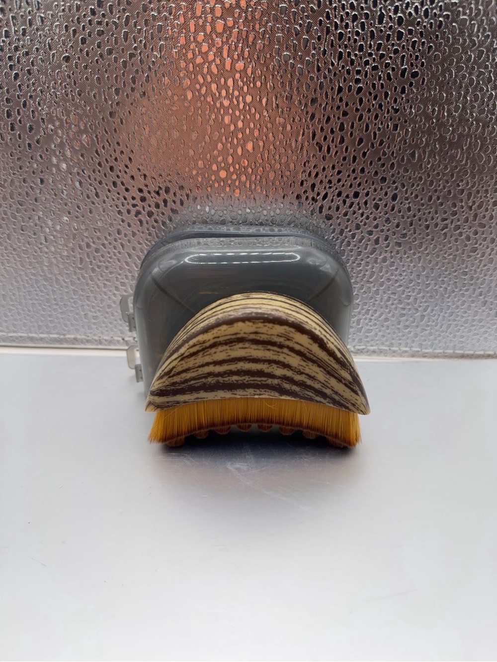 Men's Facial Cleansing Brush - Yellow Bristles with Brown Striped Handle
